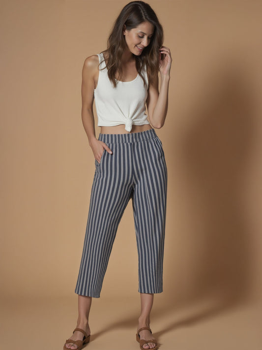 Striped Bengaline Pull On Pant