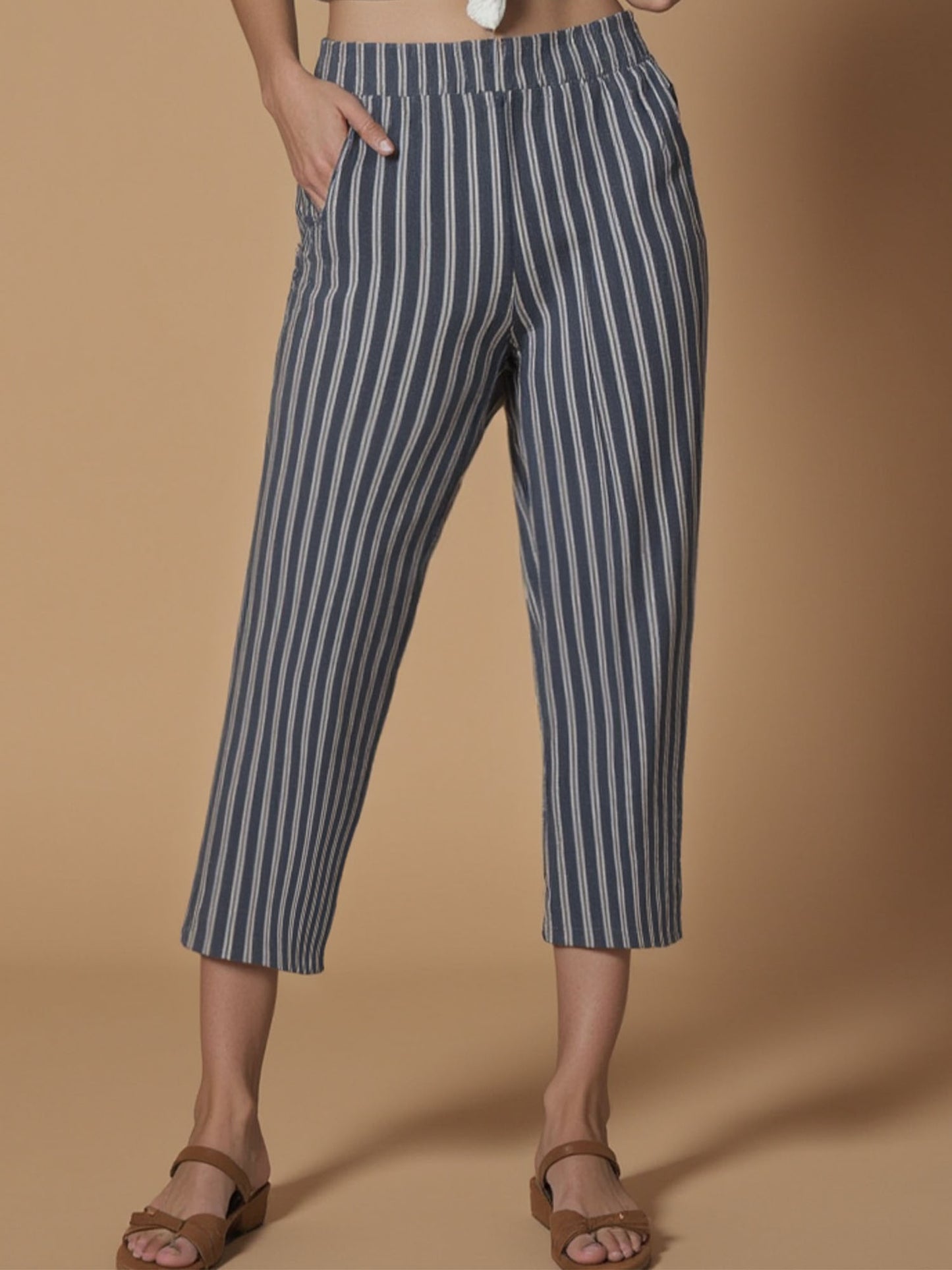 Striped Bengaline Pull On Pant