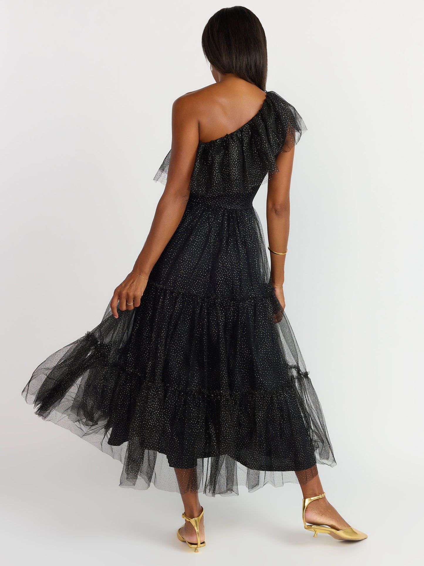 Flying Tomato One Shoulder Glitter Tiered Dress - Brands We Love