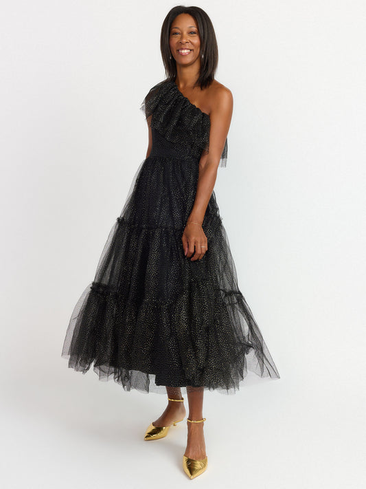 Flying Tomato One Shoulder Glitter Tiered Dress - Brands We Love