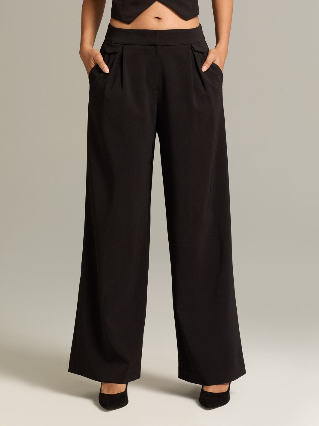 Draped Wide Leg Suiting Pant